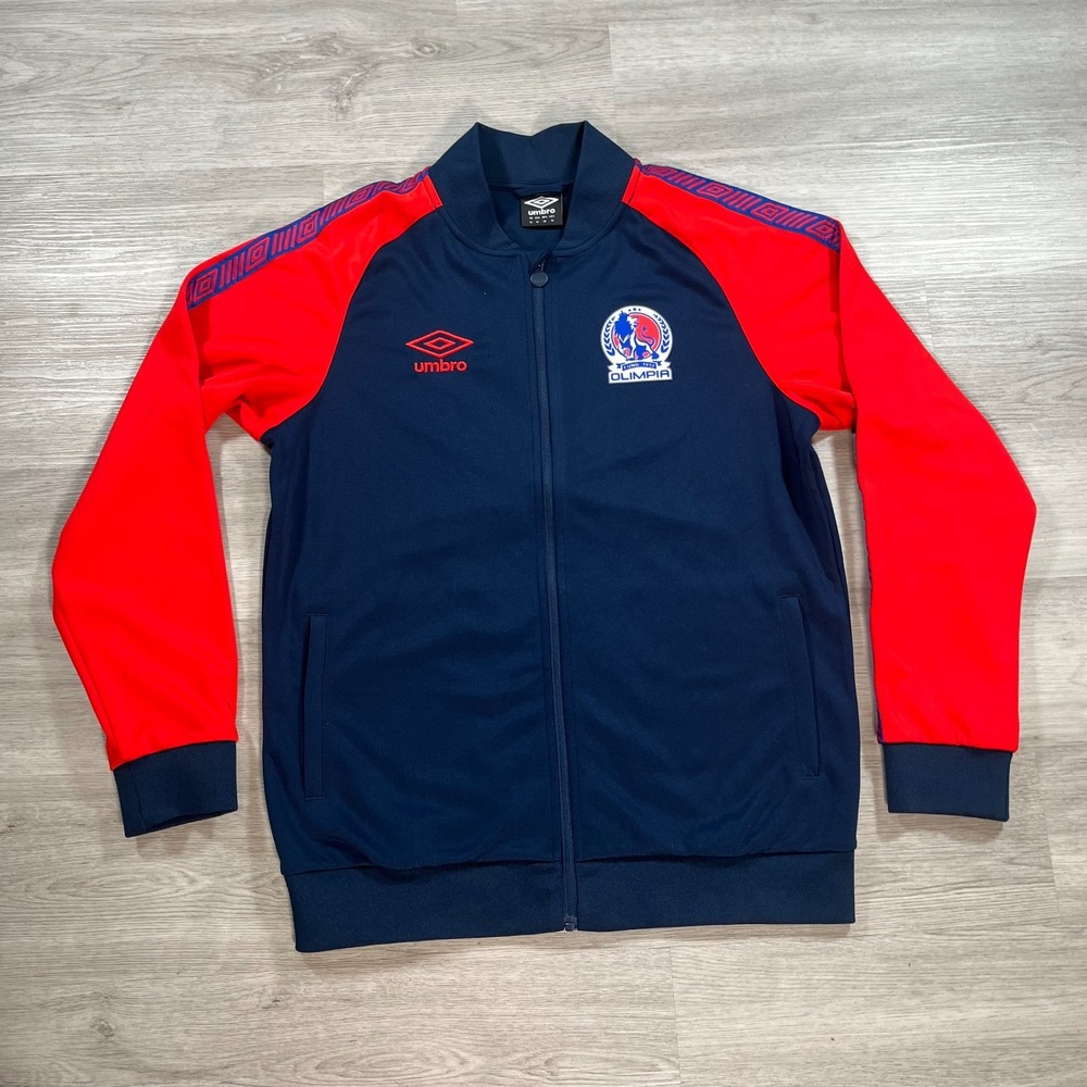 Umbro Club Deportivo Olimpia Pullover Mens Medium Blue Red Full Zip Soccer